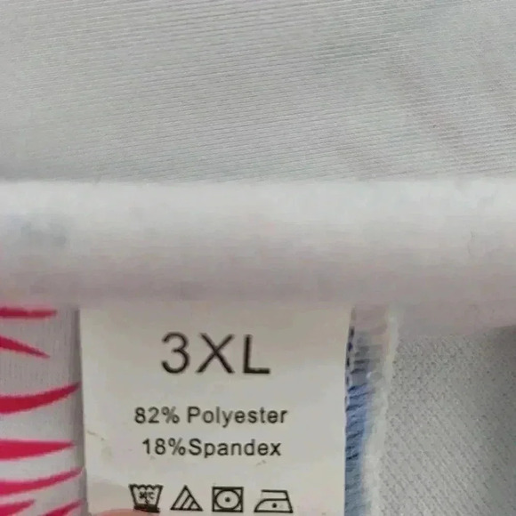 2 Piece High Waist 3XL White And Blue Feathered Swimsuit Strapless - Picture 10 of 11